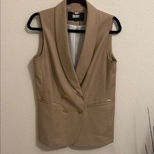 DKNY Tan Vest Classic Lapel Tailored Fit